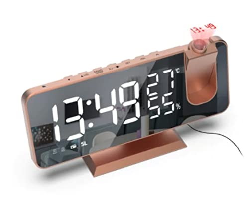 FM Radio LED Digital Smart Alarm Clock Watch Table Electronic Desktop Clocks USB Wake Up Clock with 180° Time Projector Snooze Rosegold Russian Federation.