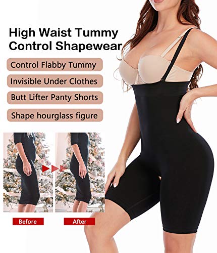 SHAPERX High Waisted Body Shaper Short Invisible Shapewear for Women- Tummy Control Butt Lifter.