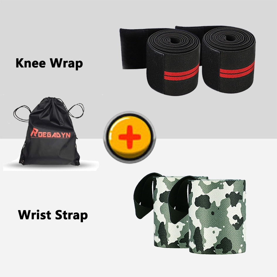 ROEGADYN Professional Weightlifting 2m Elastic Knee Wrap Fitness Knee Support Brace Heavy Weight Squat Training Knee Brace