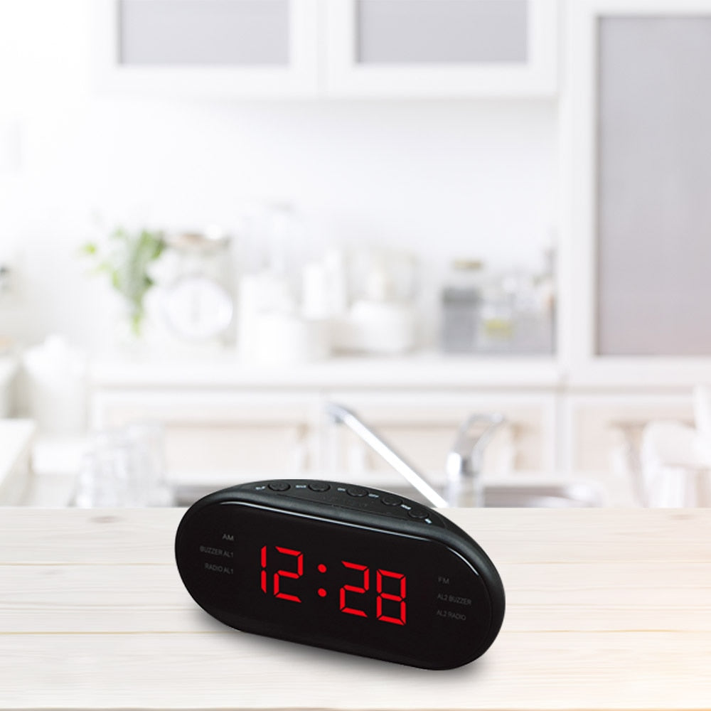 2020 New AC 220v/ 50hz AM/FM LED Clock Electronic Desktop Alarm Clock Digital Table Radio Gift Home Office Supplies EU Plug.