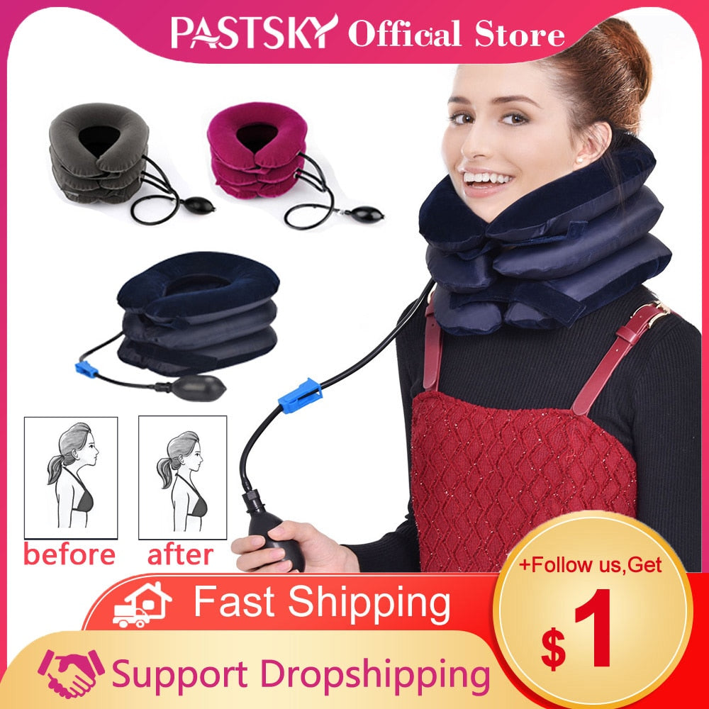 Neck Stretcher Air Cervical Traction 1 Tube House Medical Devices Orthopedic Pillow Collar Pain Relief Blue Brown Tractor.