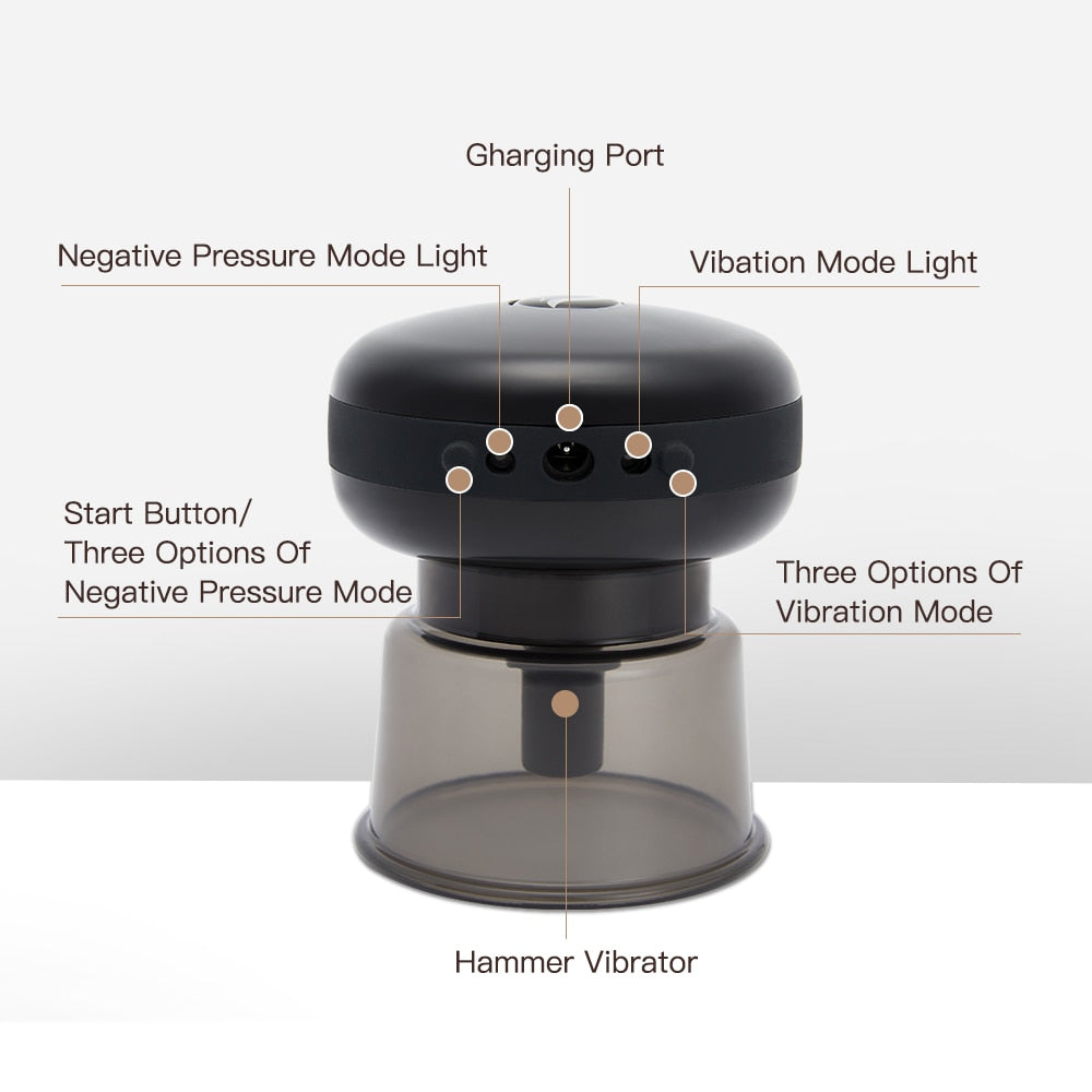 Smart Vacuum Suction Cup Cupping Therapy Massage Jars Anti-Cellulite Massager Body Cups Rechargeable Fat Burning Slimming Device.