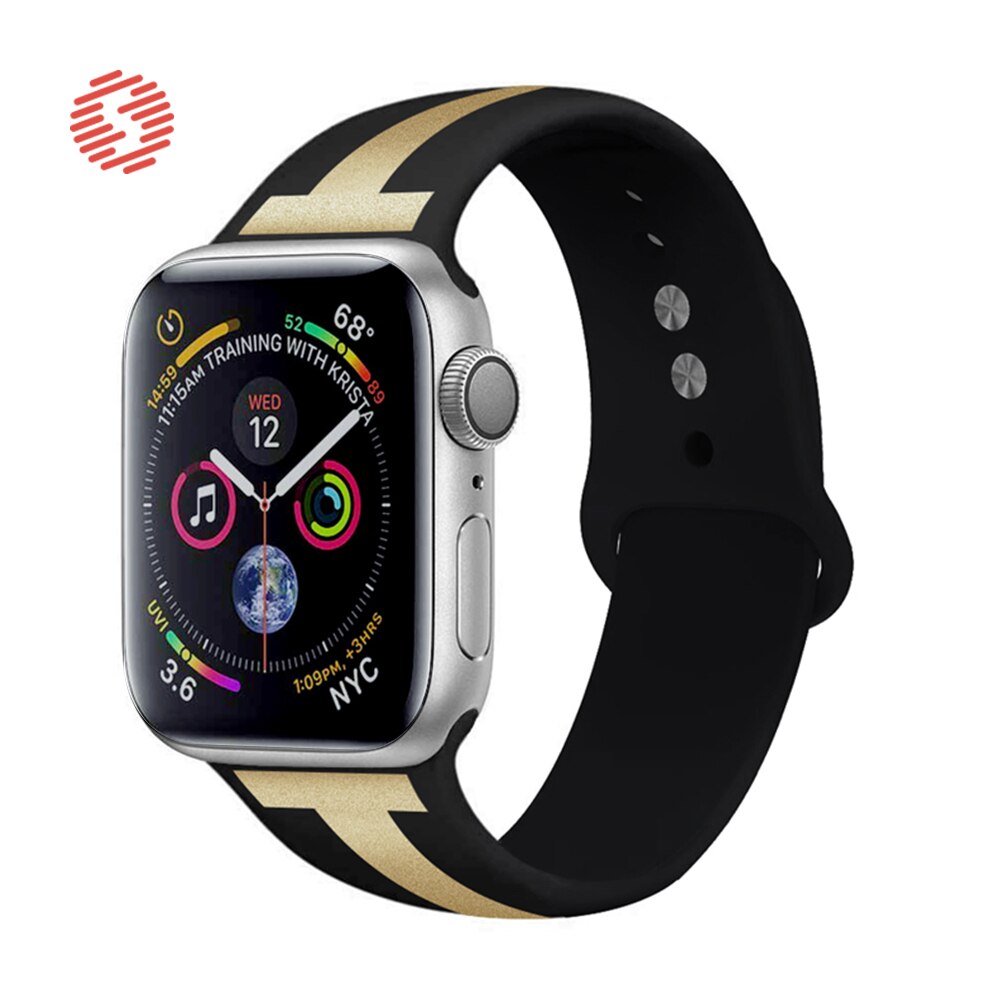 ShengOne Stripe Soft Silicone Sport Band for Apple Watch Series 5 4 40MM 44MM Striated Rubber Strap Replacement 3 2 1 38MM 42MM