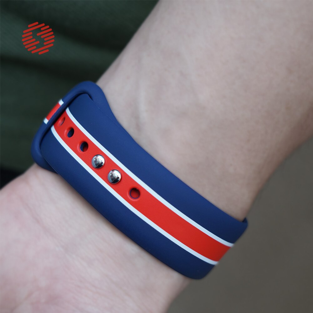 ShengOne Stripe Soft Silicone Sport Band for Apple Watch Series 5 4 40MM 44MM Striated Rubber Strap Replacement 3 2 1 38MM 42MM