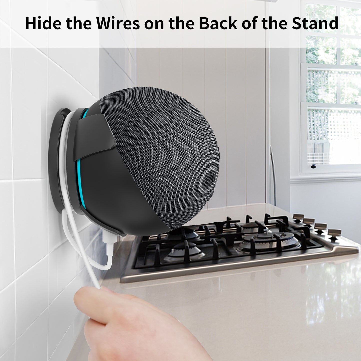Cozycase Wall Mount for Alexa Echo Dot 4th Generation, Built-in Cable Management Stand Holder for Bedroom Kitchen Bathroom