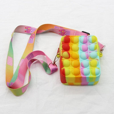 New Cute Unicorn Pop Dimple Messenger Bag Fidget Toy Push Anti Stress Children Toy Popites Keychain Wallet Girl Crossbody Pack.
