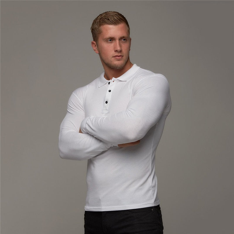 New Brand Cotton Breathable Men's Polo Shirt Fitness Men Cotton Long Sleeve Poloshirt Brands Clothing Autumn Mens Polo Shirts