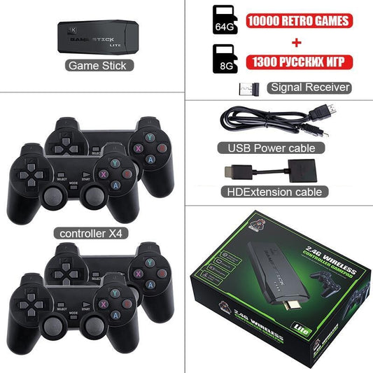 DATA FROG 4K HD Video Game Console 2.4G Double Wireless Controller For PS1/FC/GBA Retro TV Dendy Game Console 10000 Games Stick.