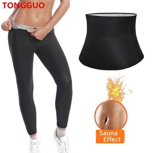 High Quality Women Pants + Body Shaper Thermal Slimming Modeling Belt Trainer Pants Slim Fat Burning Weight Loss Shapewear Sets.