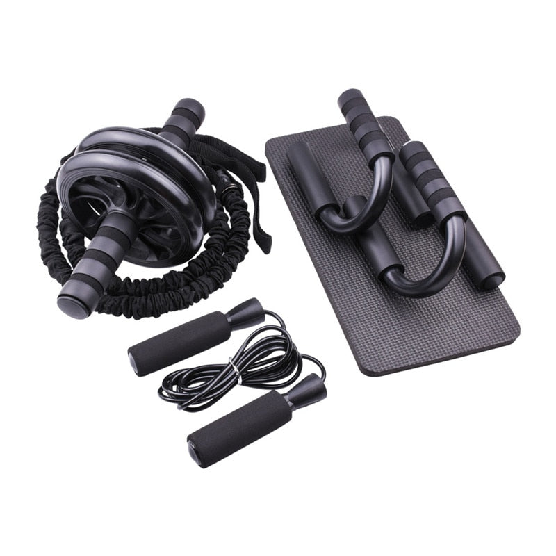 Abdominal Wheel Ab Roller Set Resistance Bands Push Up Stand Bar Home Exercise Bodybuilding Muscle Training Fitness Equipment
