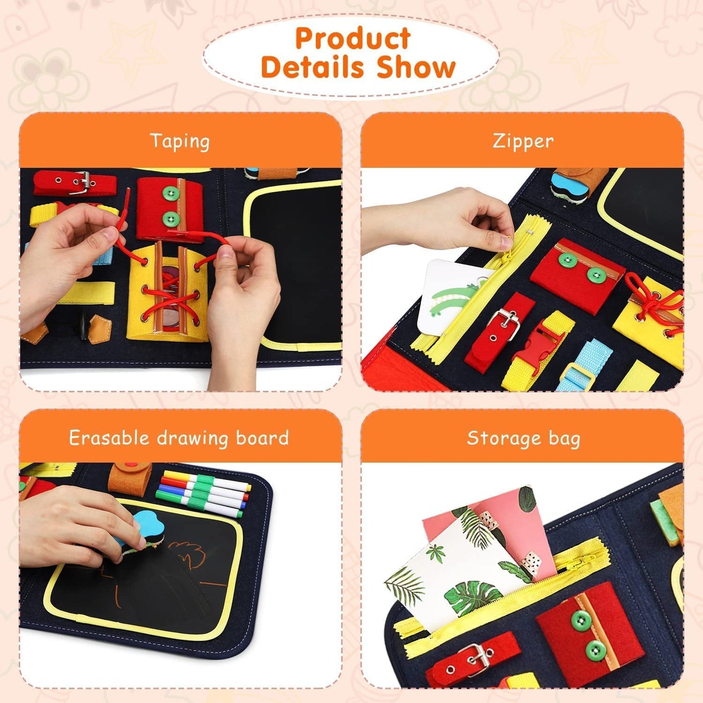 baby montessori toys for children boys girls Drawing Busy Board Educational toys Sensory Board For Ntelligence Development.