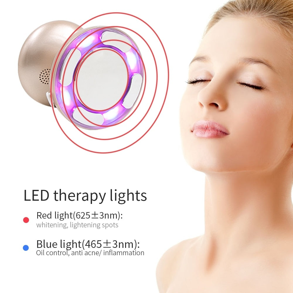 RF Ultrasound Cavitation Fat Burner Weight Loss Body Shaping Slimming Firming Device LED Photon Rejuvenation Face Lift Massager.
