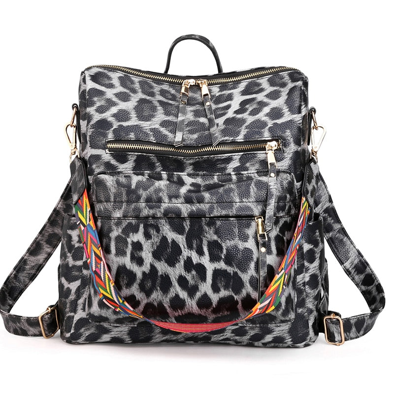 Retro Large capacity Backpack Women PU Leather Rucksack Women's Knapsack Travel Backpacks Shoulder School Bags Mochila Back Pack