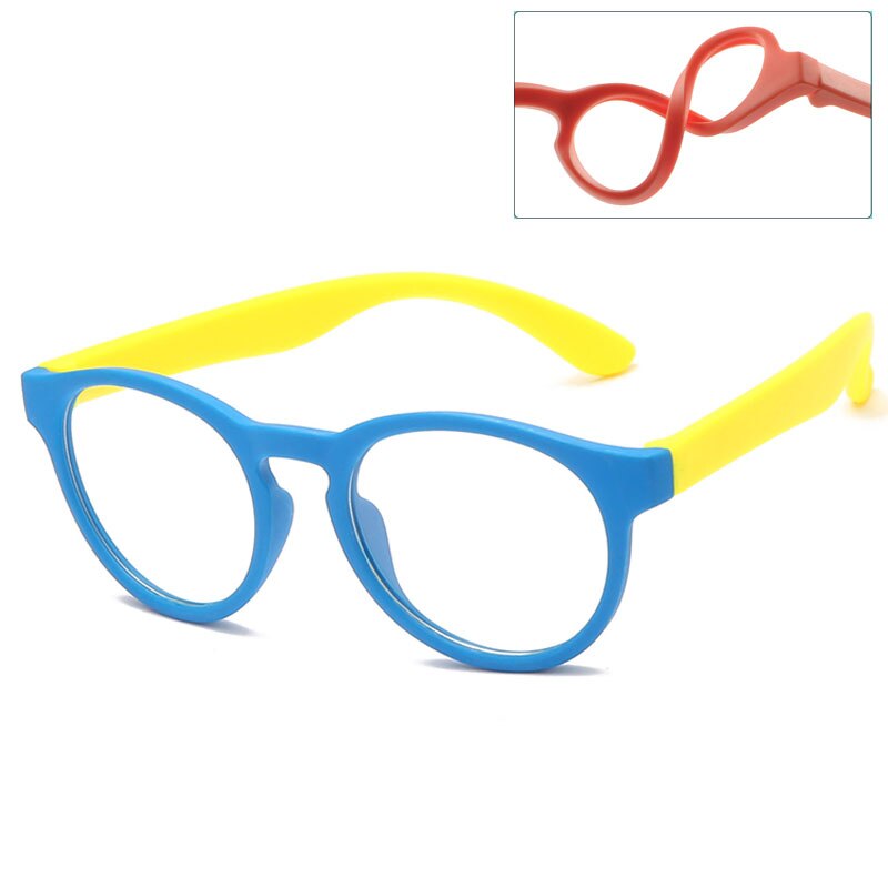 New Anti Blue Light Kids Glasses Round Silicone Children Eyewear Boy Girls Optical Frame Computer Transparent Eyeglasses UV400