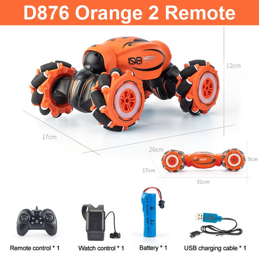 D876 1:16 4WD RC Car Radio Gesture Induction Music Light Twist High Speed Stunt Remote Control off Road Drift Vehicle Car Model.
