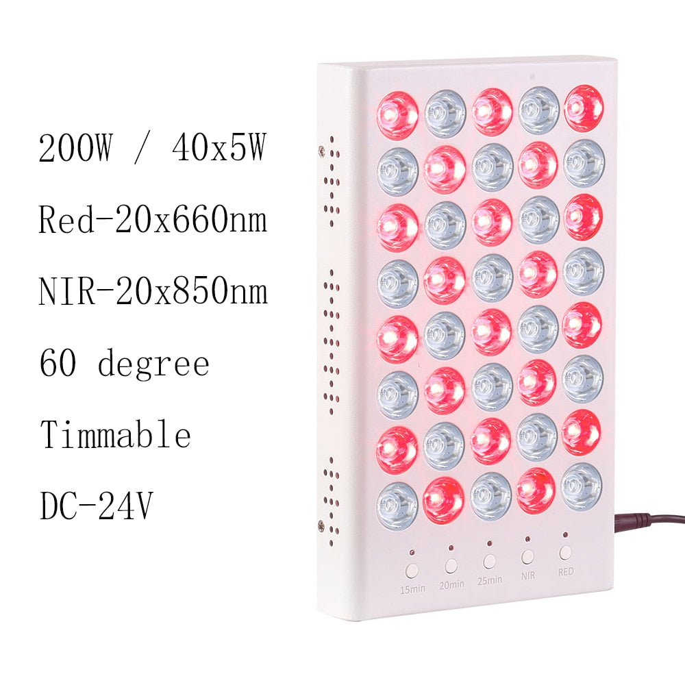 New 200W 660nm Red Light Therapy Panel 850nm Near-infrared LED Therapy Light Device for Skin Pain Relief / Red LED Lights.