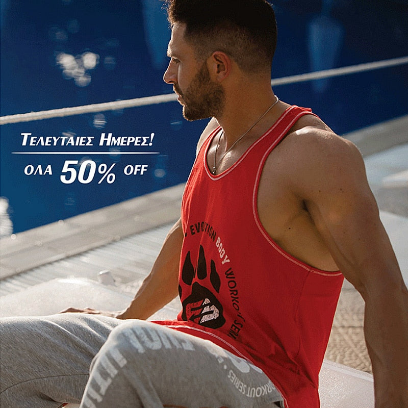 Men's fashion Sleeveless Fitness Bodybuilding Muscle Undershirt Gym Running Exercise Sport Tank Top Men Vest