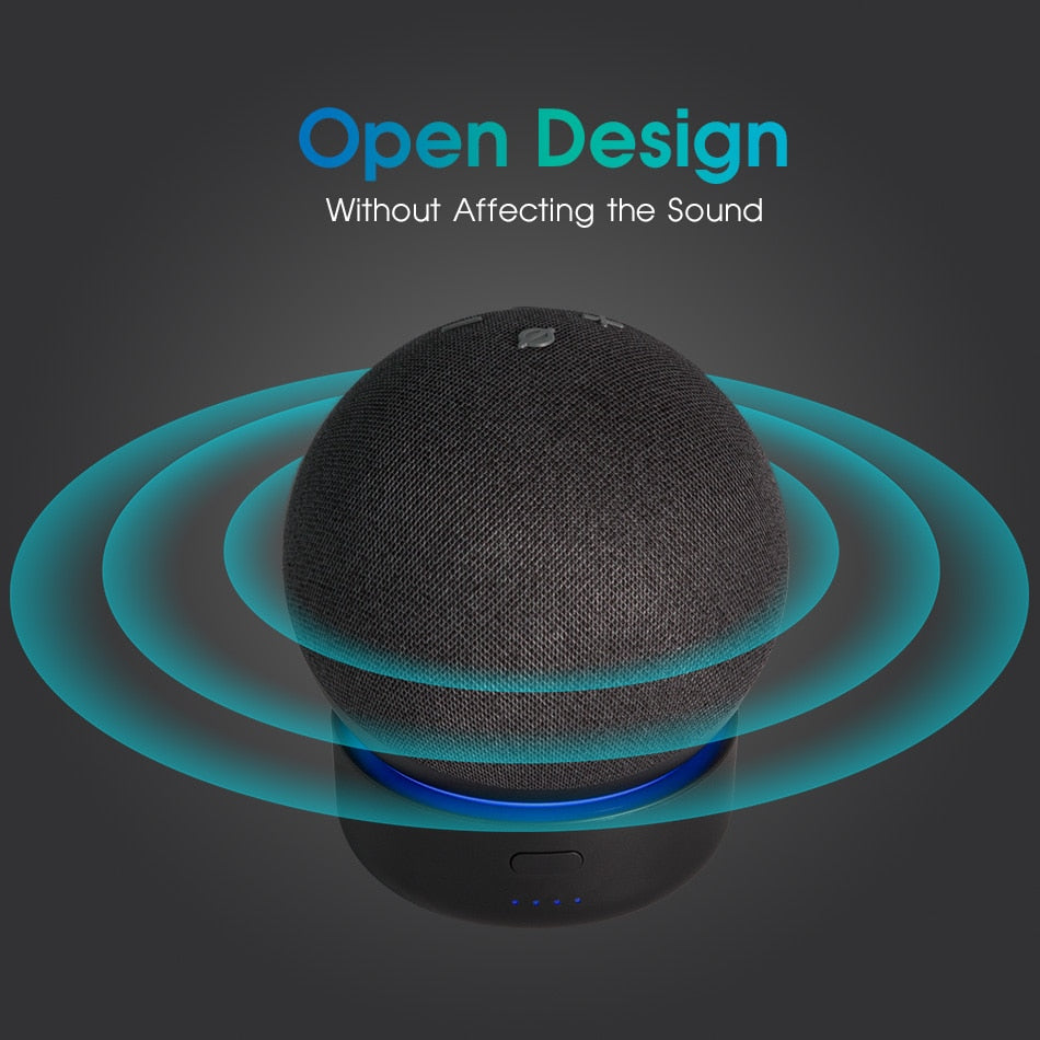 5200mAh Battery Base for Echo Dot 4 4th Gen Smart Alexa Speaker Portable Rechargable Battery Pack for Dot (4th gen) Stand Holder.