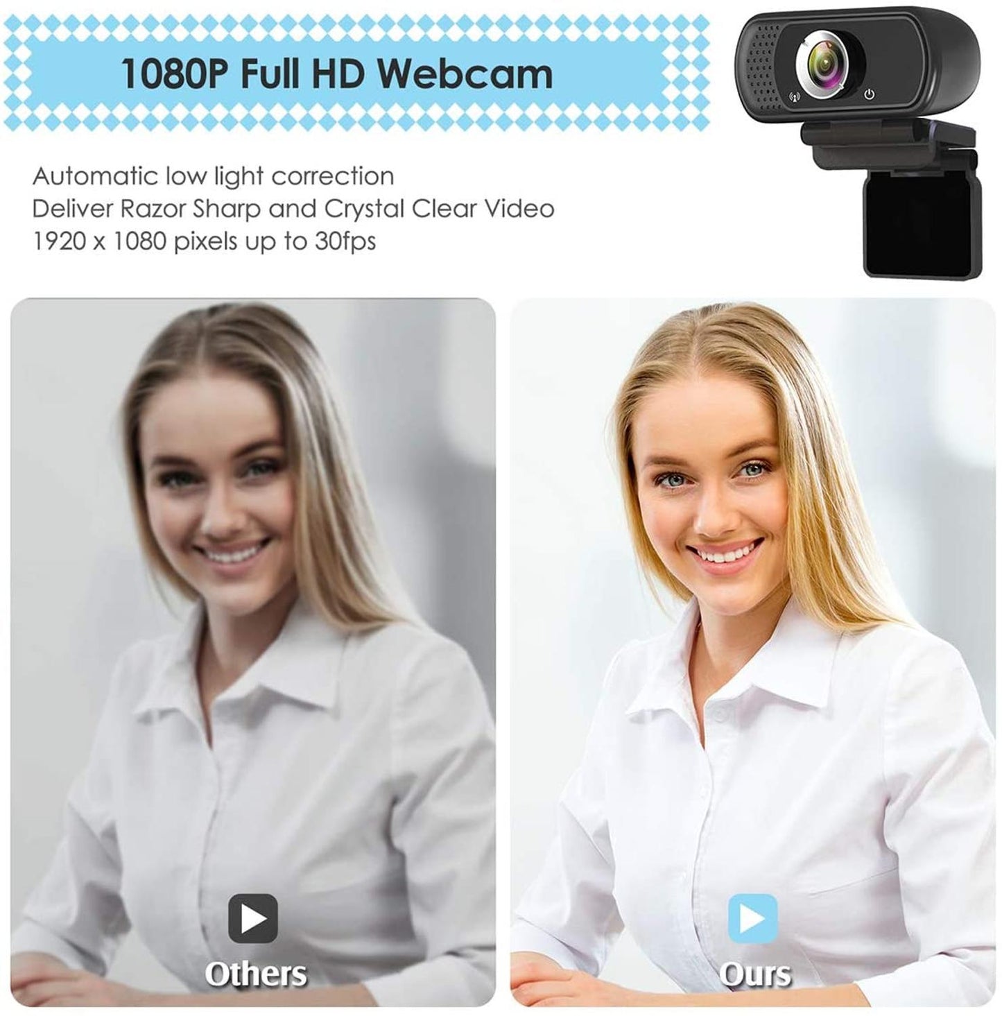 Webcam 1080P Full HD PC Camera Web adadasdad with Microphone for PC Computer and Laptop
