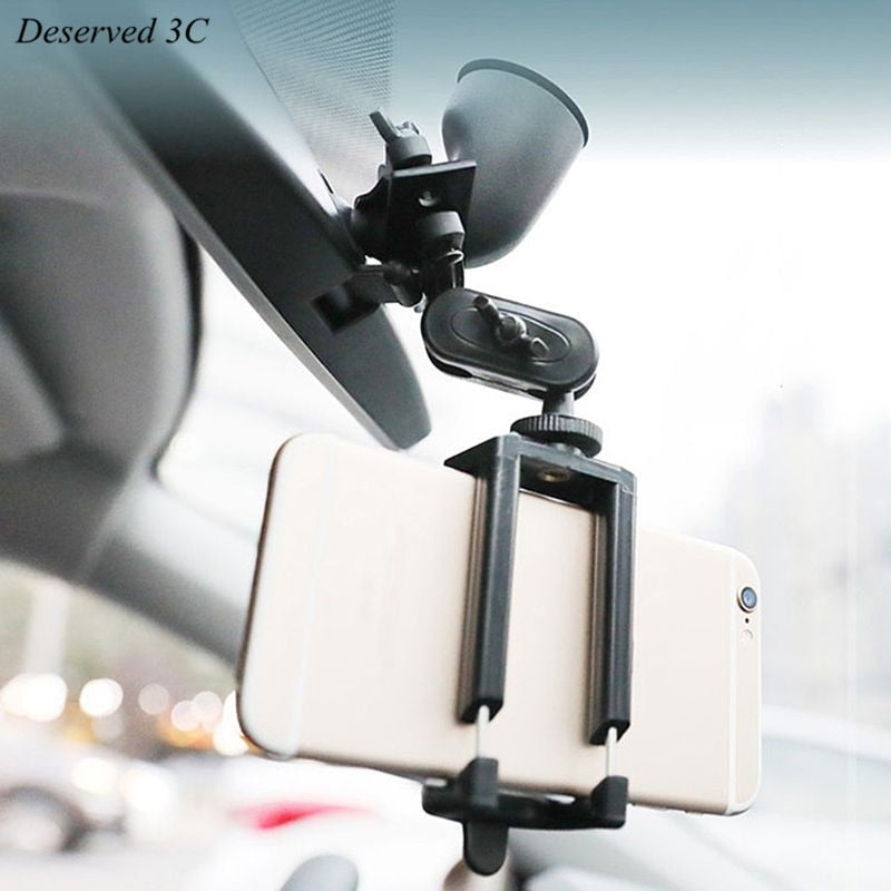 Car Phone Holder Adjustable Rear View Mirror Mount Stand for Mobile Phone GPS.