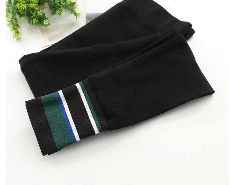 Autumn Harajuku Stripes Stitching Stretch Leggings fitness Feminina Winter Elasticity Fitness Legging Stretchy Trousers