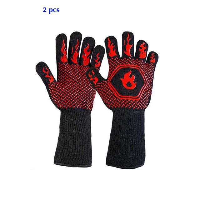 Barbecue anti-scald gloves Heat Glove Resistant BBQ Oven Gloves Kitchen Fireproof Gloves Anti-slip Gloves for Baking Cooking