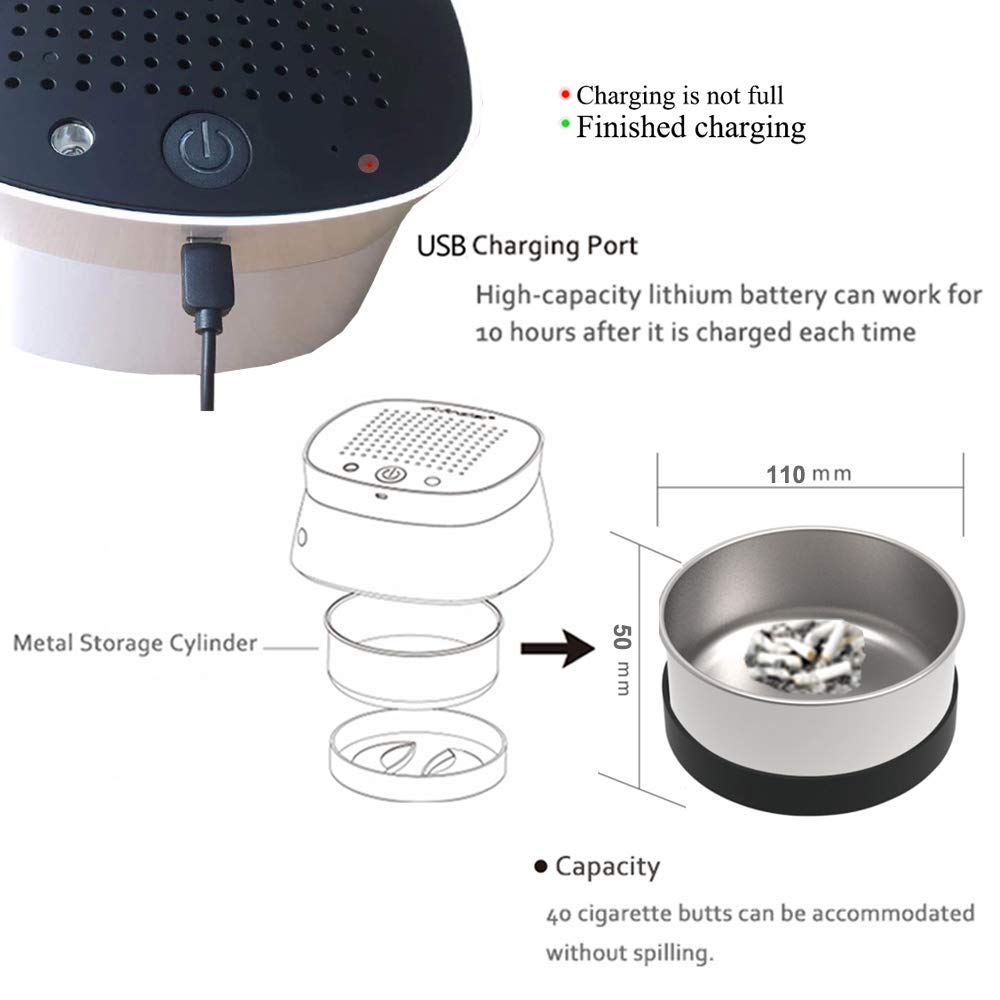 Multifunctional Air Purifier Ashtray Smokeless Filter with Activated Carbon Remove Formaldehyde Deodorant USB Rechargeable