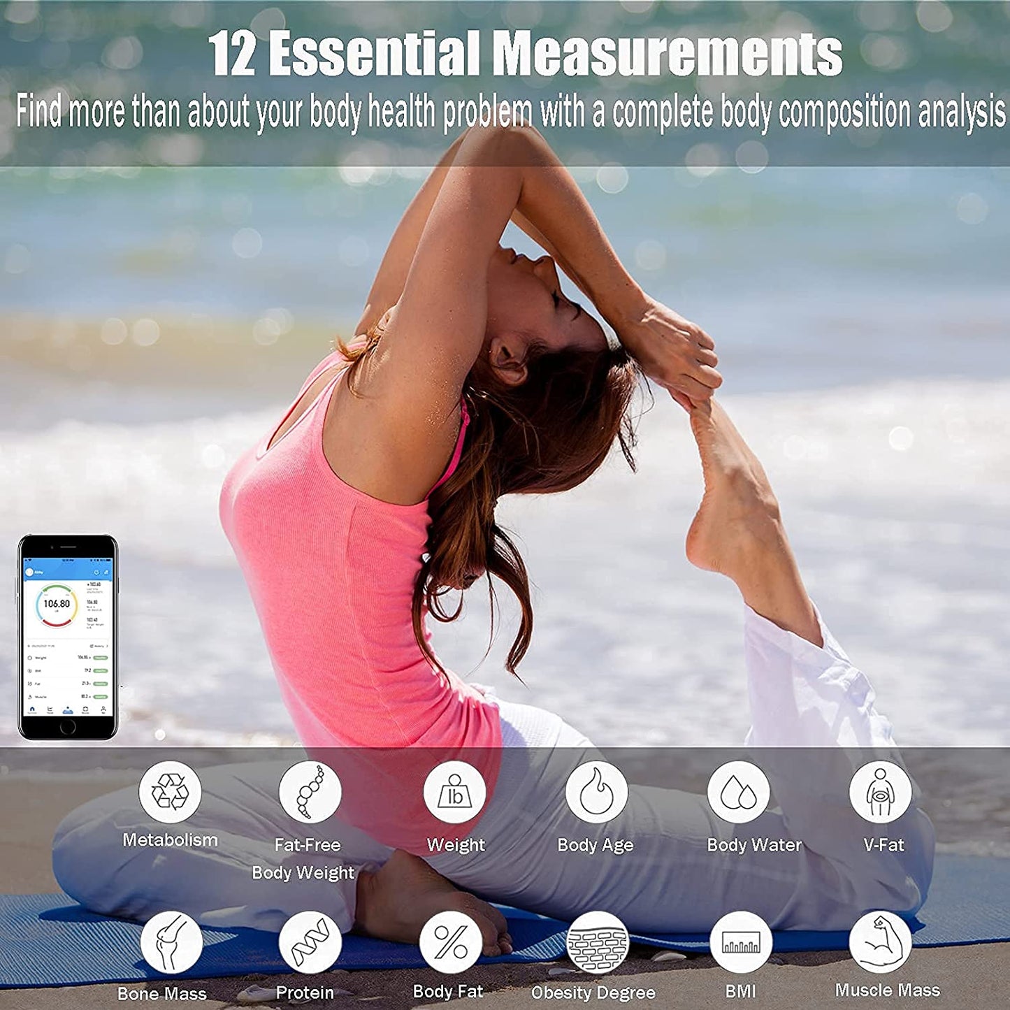 Bluetooth Body Fat Scale BMI Scale Smart Electronic Scales LCD Digital Bathroom Weight Scale Balance Body Composition Analyzer.