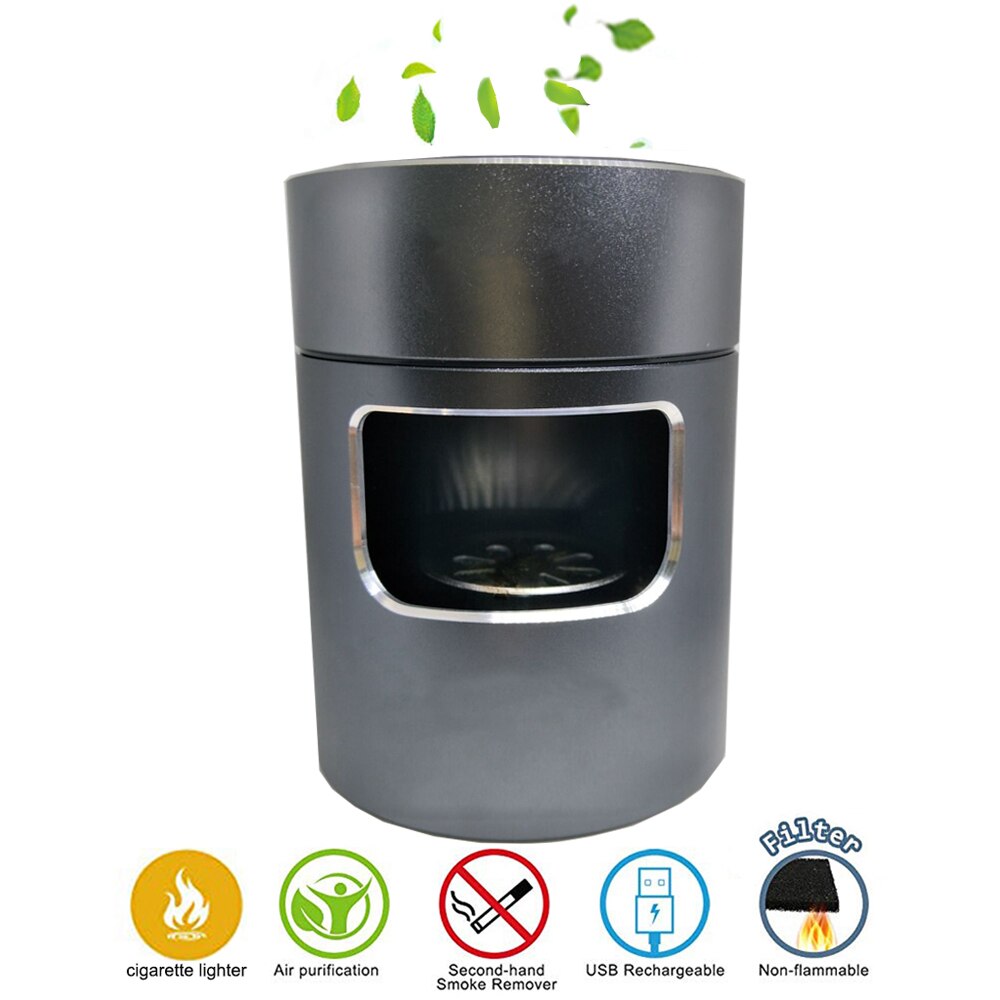 Multifunctional Air Purifier Ashtray Smokeless Filter with Activated Carbon Remove Formaldehyde Deodorant USB Rechargeable
