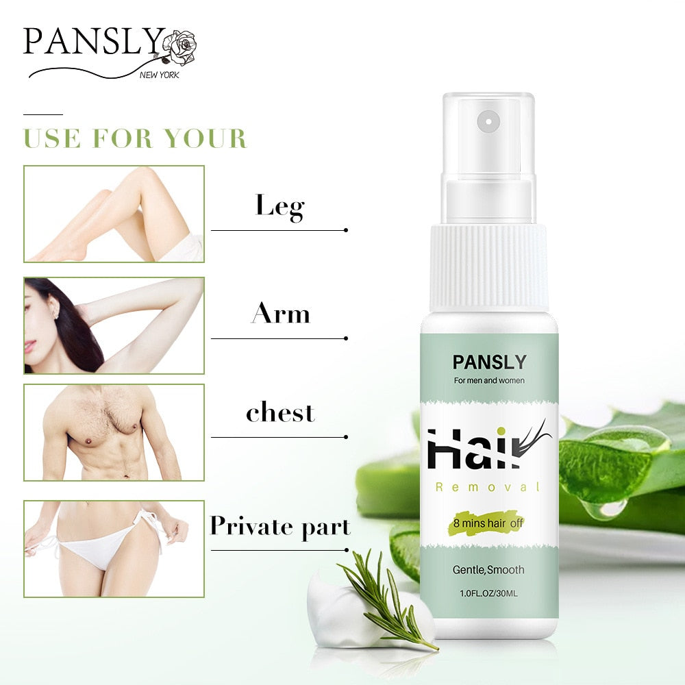 Pansly 8 mins Hair off Hair Removal Cream Face Body Hair Depilatory Beard Bikini Legs Armpit Painless Hair Remover Spray