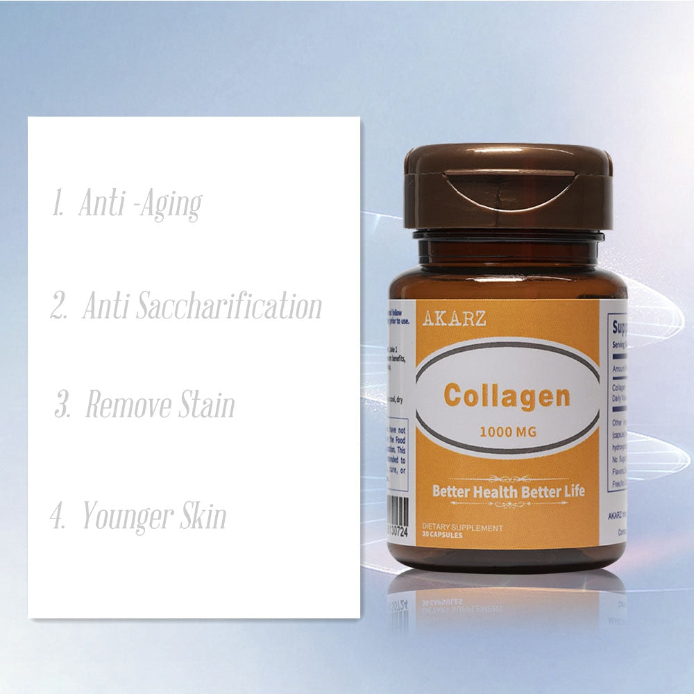 Super effect Anti-Aging AKARZ Famous brand Collagen Natural Skin face body care 1000MG