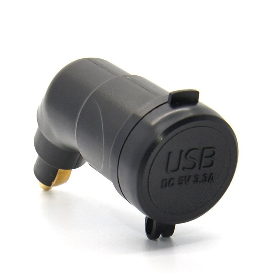 3.3A DIN Hella Powerlet Plug to Dual USB Charger Adapter for BMW Ducati Triumph Motorcycle iPhone, and GPS SatNav (Angled).