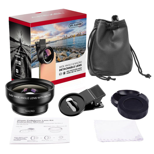 APEXEL Phone Lens kit 0.45x Super Wide Angle & 12.5x Macro Micro Lens HD Camera Lentes for iPhone 6S 7 Xiaomi more cellphones.