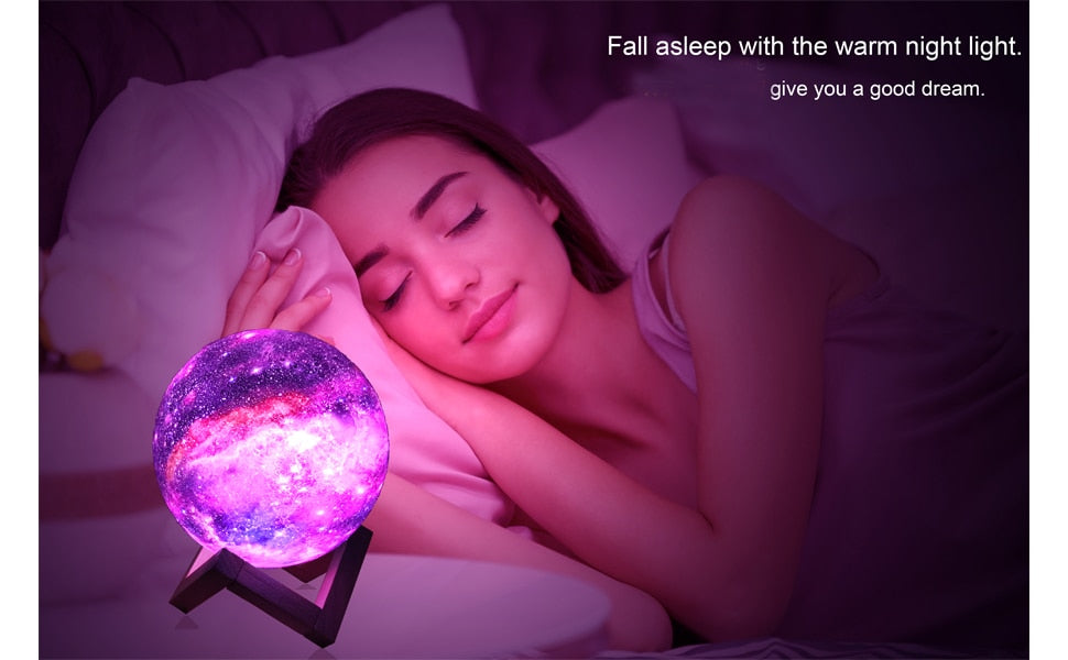 ZK20 3D Printing Moon Lamp Galaxy Moon Light Kids Night Light 16 Color Change Touch and Remote Control Galaxy Light as Gifts.