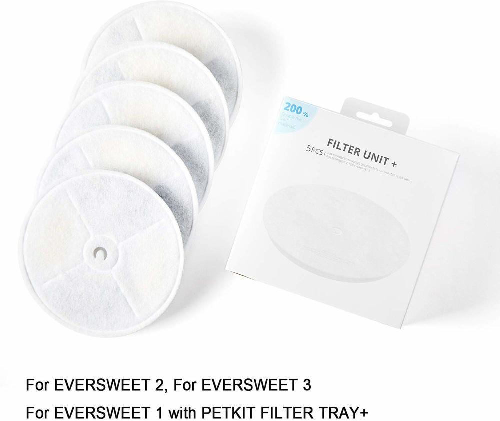 PETKIT Filter Units for EVERSWEET 2 and EVERSWEET 3 Water Fountain, Replacement Filters (5 Pcs), Cleaning Kit Pet Supplies