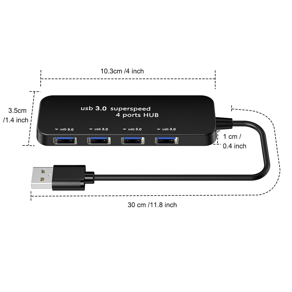 Ultra-thin 4-port USB 3.0 HUB High Speed Indicator Light USB Hub For Multi-device Computer Laptop Desktop PC Adapter USB 3.0 HUB