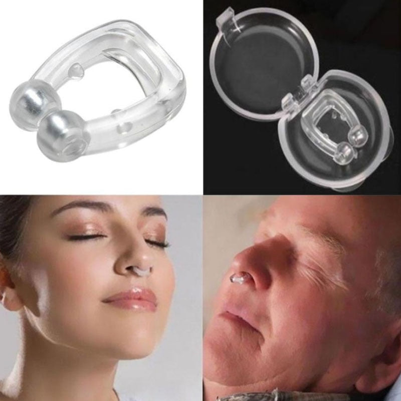 2/4 Pc Magnetic Anti Snoring Device Silicone Anti Snore Stopper Nose Clip Tray Sleeping Aid Apnea Guard Night Device With Case.