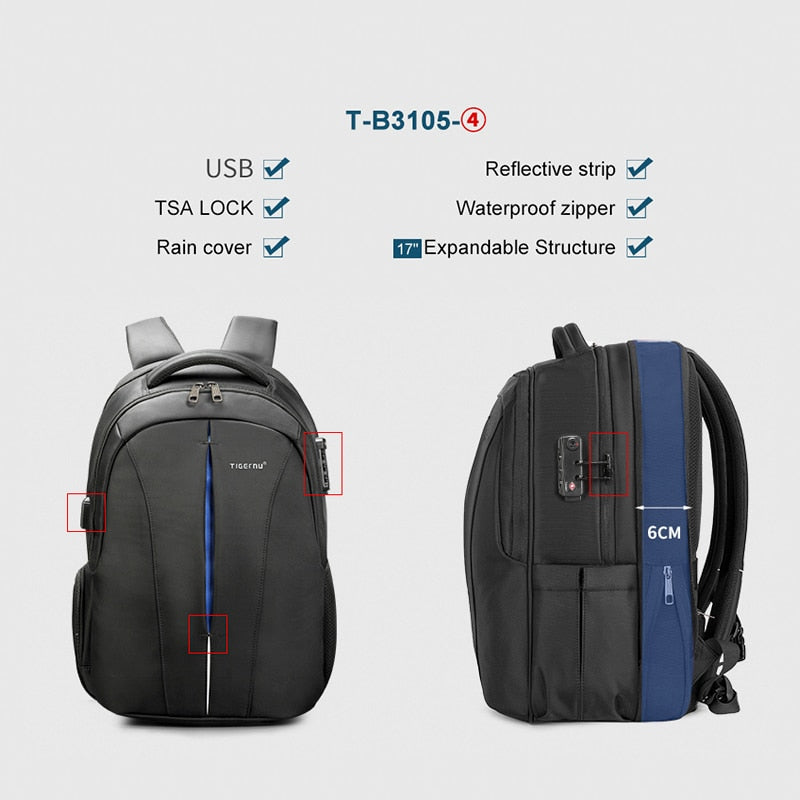 Tigernu Splashproof 15.6inch Laptop Backpack NO Key TSA Anti Theft Men Backpack Travel Teenage Backpack bag male bagpack mochila.