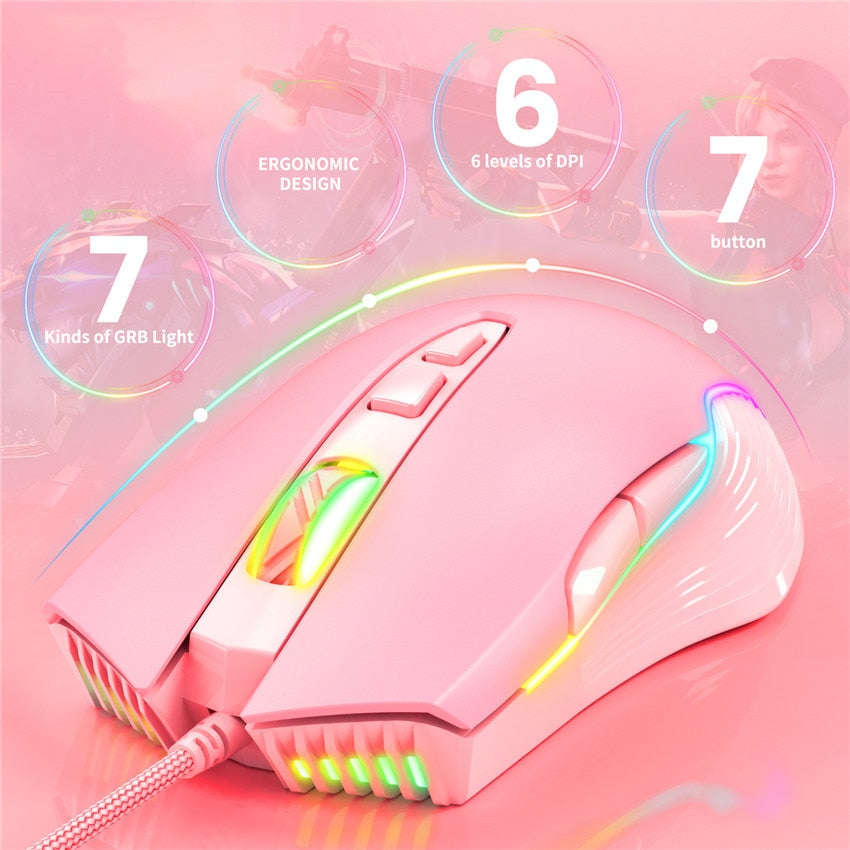 ONIKUMA CW905 6400 DPI Wired Gaming Mouse USB Game Mice 7 Buttons Design Breathing LED Colors for Laptop PC Gamer.