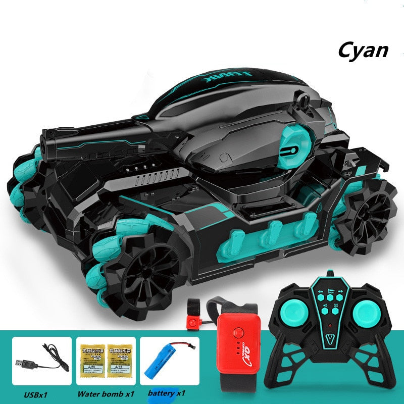 RC Car Large 4WD Tank Water Bomb Shooting Competitive Rc Toy Electric Gesture Water Bomb Tank Off-Road Car Kids Toy Gift