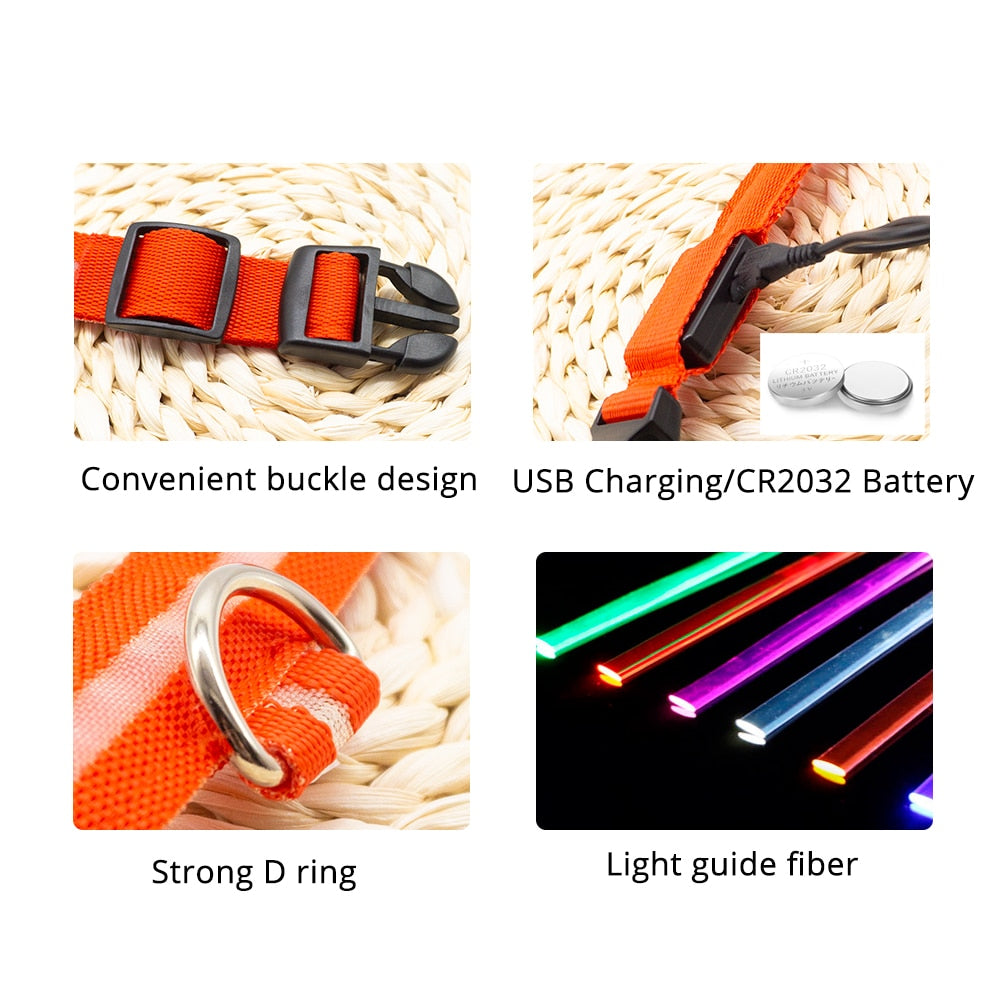 USB Charging/Battery replacement Led Dog Collar Anti-Lost Collar For Dogs Puppies Dog Collars Leads LED Supplies Pet Products.