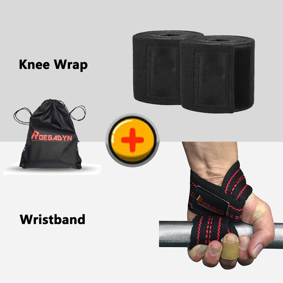 ROEGADYN Professional Weightlifting 2m Elastic Knee Wrap Fitness Knee Support Brace Heavy Weight Squat Training Knee Brace