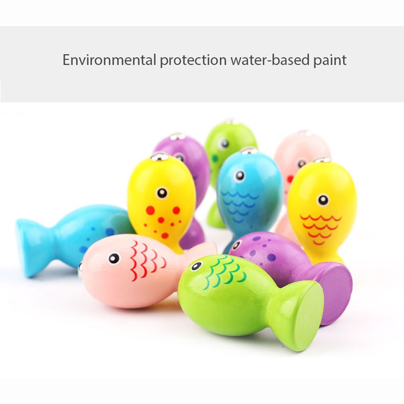 Kids Wooden Montessori Toys Magnetic Kitten Fishing Toys Game Baby Early Educational Puzzle Toys for Children Outdoor Play Set