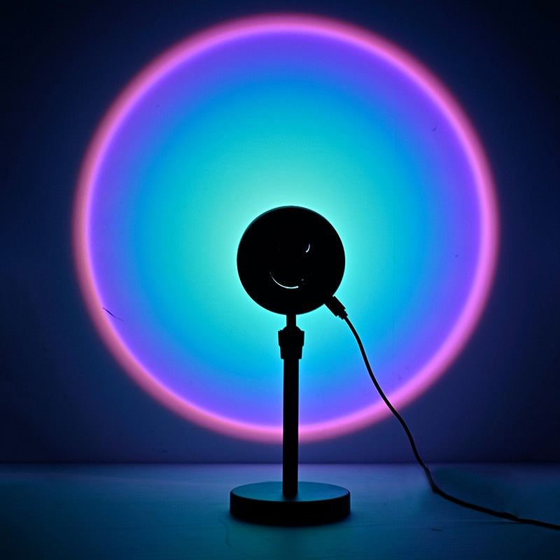 Night Lights Sunset Rainbow Projector Usb Bedside Table Lamp Valentines Day Gift Lamps Bedroom Bar Coffee LED Atmosphere Light.