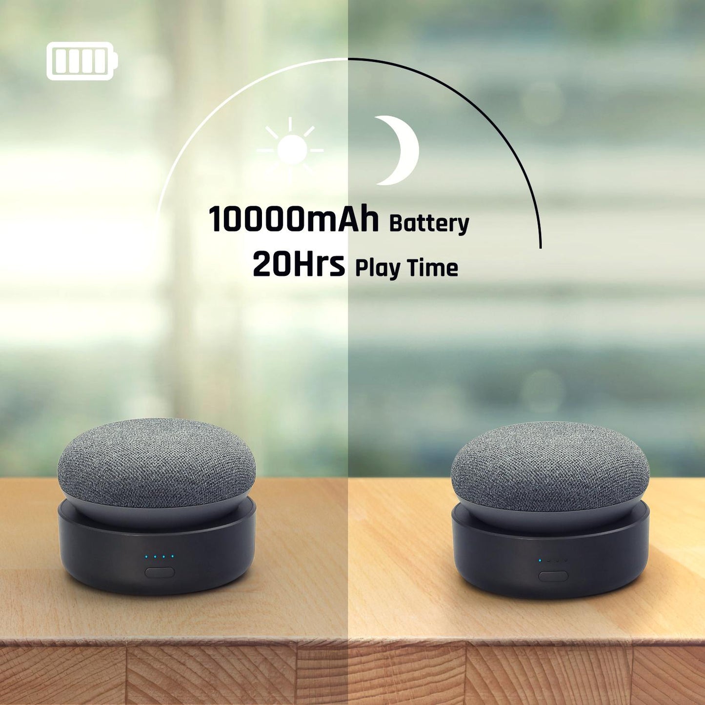 GGMM N2 10000mAh Battery Base For Google Nest Mini 2 Rechargeable Battery Case 20Hours Play Google Smart Speaker Docking Station