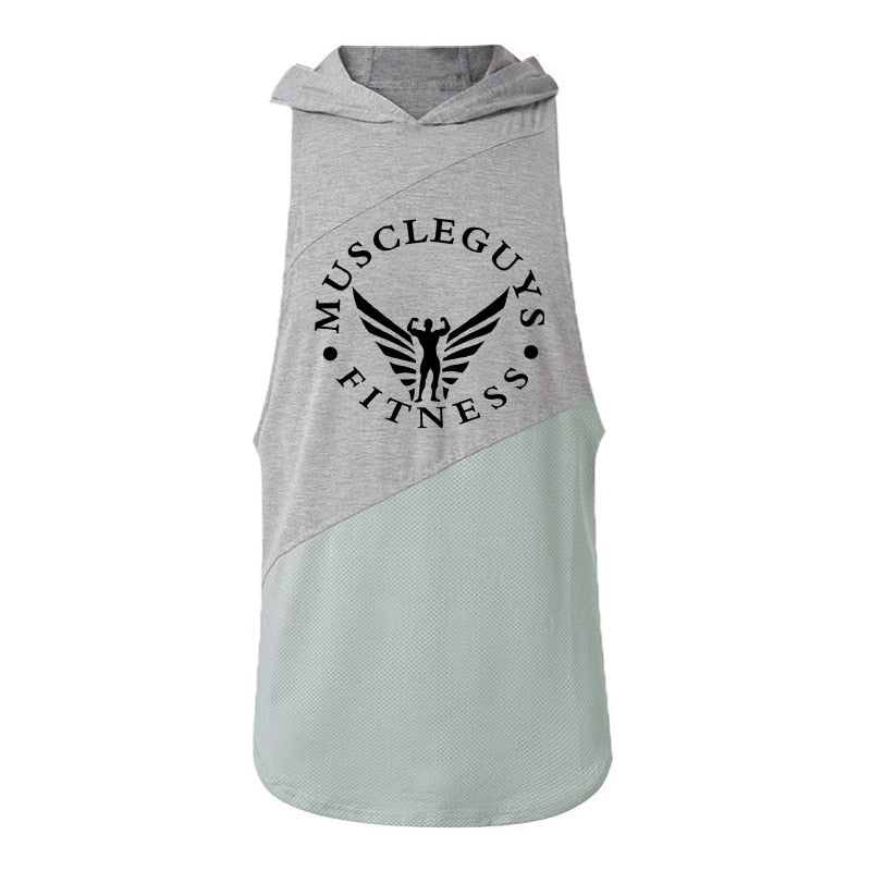 Muscle guys Brand Bodybuilding Stringer Tank Tops Hoodies Tanktops Fitness Men gym Clothing sleeveless shirts with hoodie