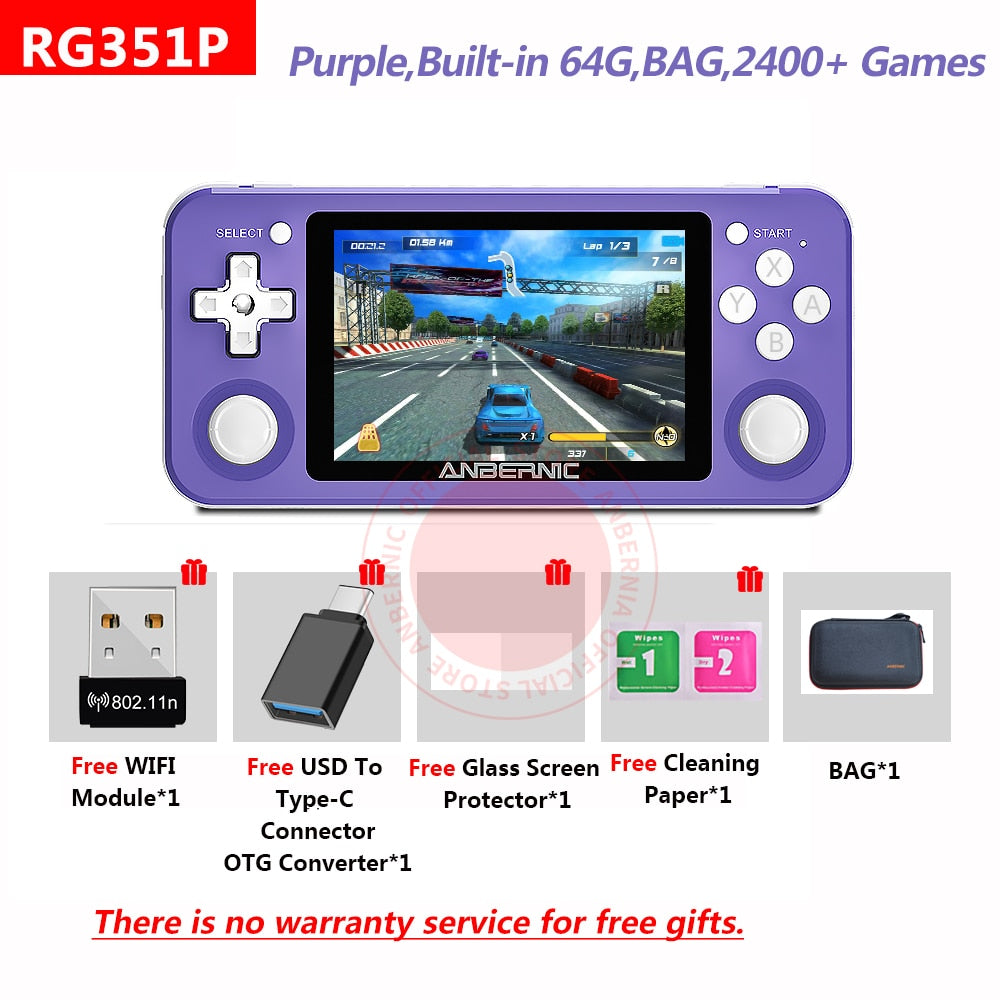RG351P ANBERNIC Retro Game PS1 RK3326 64G Open Source System 3.5 inch IPS Screen Portable Handheld Game Console RG351gift 2400.