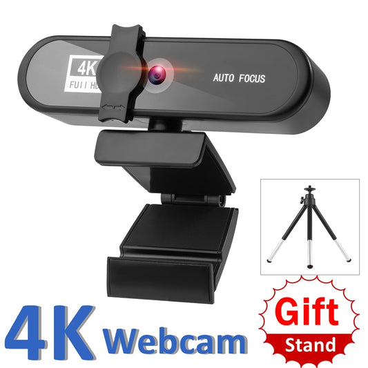 4K Webcam Full HD 1080P Web Camera For PC Computer Laptop Video Record Autofocus Lens 8MP Webcam With Microphone Privacy Cover.