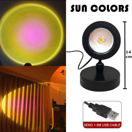 Night Lights Sunset Rainbow Projector Usb Bedside Table Lamp Valentines Day Gift Lamps Bedroom Bar Coffee LED Atmosphere Light.