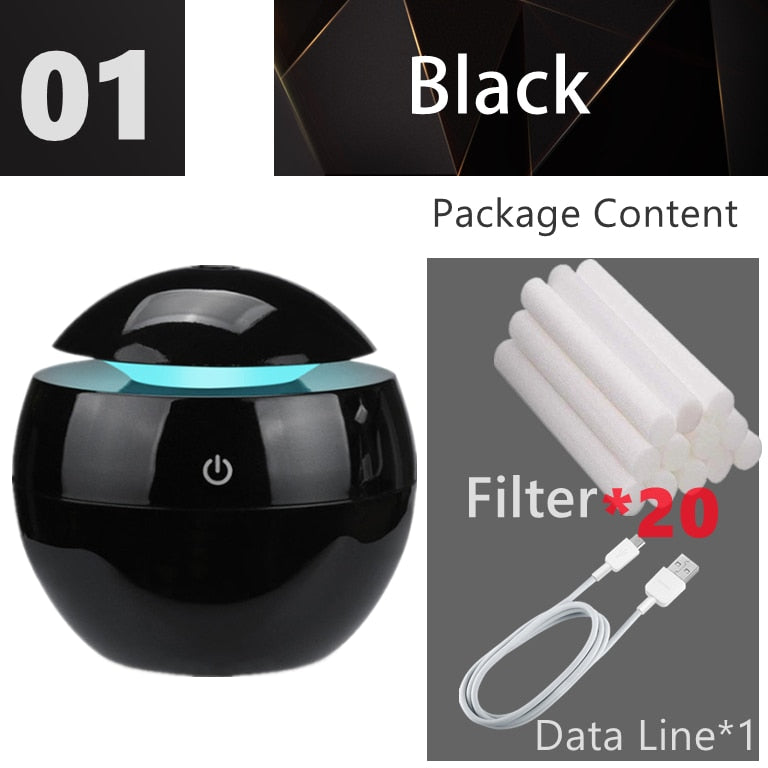 Mini Air Humidifier Ultrasonic USB Aroma Diffuser Wood Grain LED Night Light Electric Essential Oil Diffuser Aromatherapy Home.